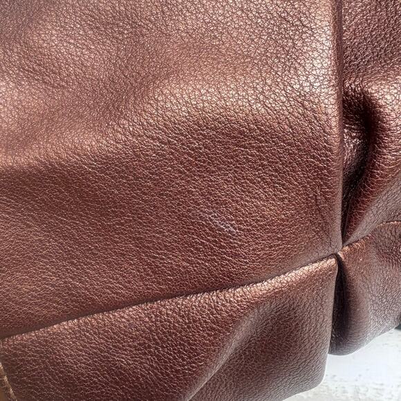 Brighton Purse Hobo Shoulder Bag Bronze Gold Metallic Leather Braided Strap - Picture 13 of 16